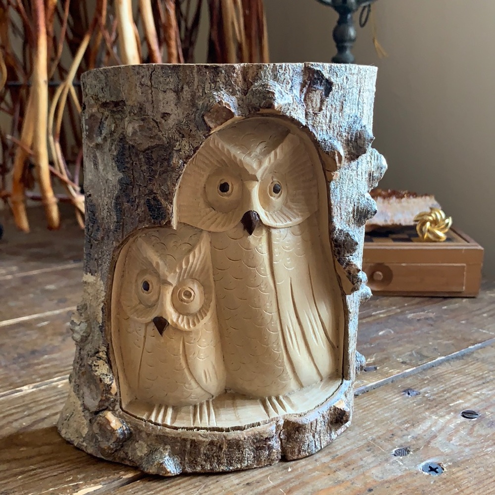 Wooden Owl Decoration, hand carved - SOLD